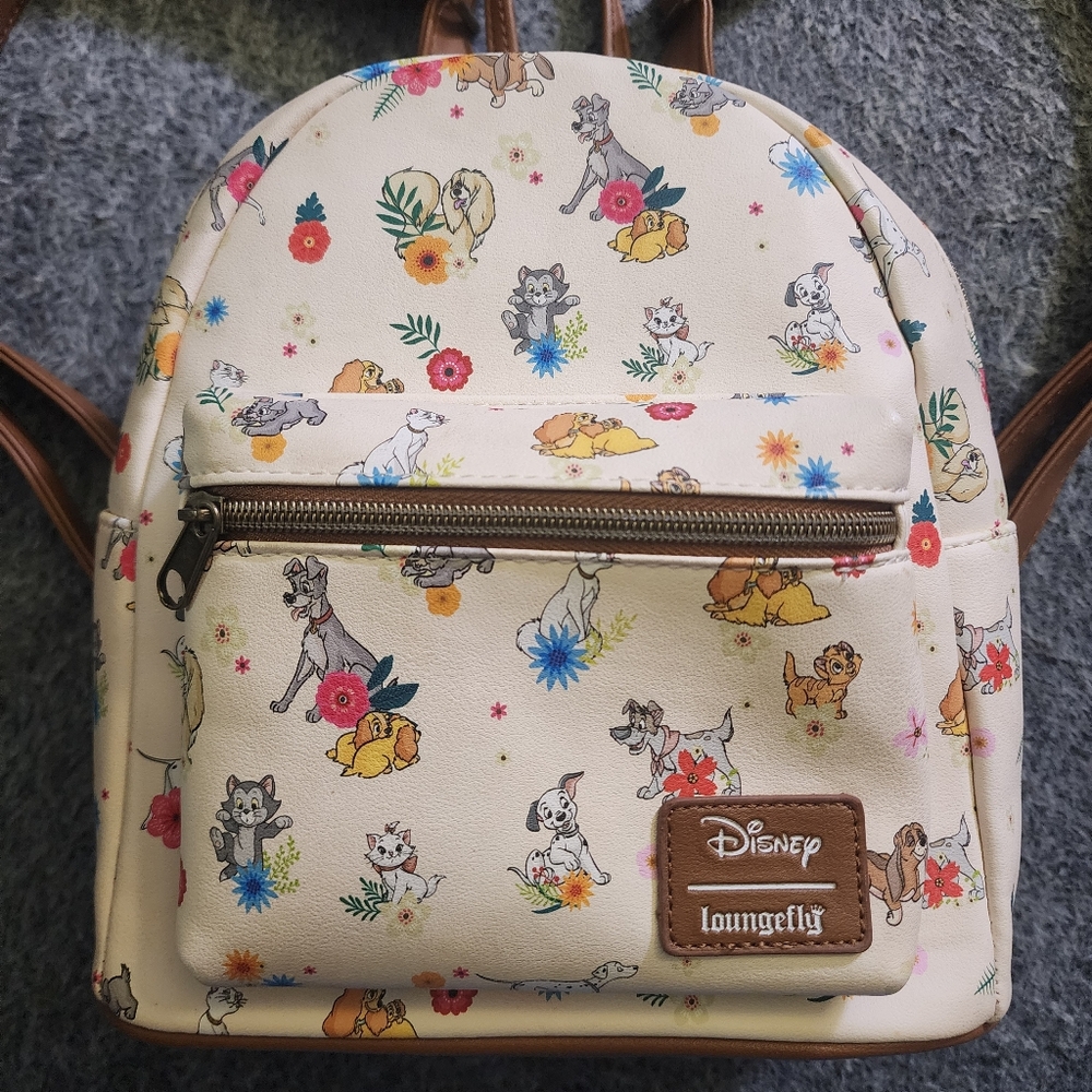 Loungefly Disney Pets Dogs & Cats Floral Backpack *FLAW - Picture 2 of 15